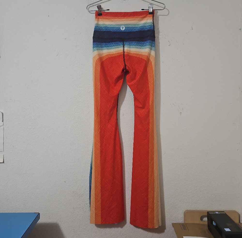 Yoga Democracy Retro Rainbow Original Bell Bottom Flare Leggings - Picture 3 of 8